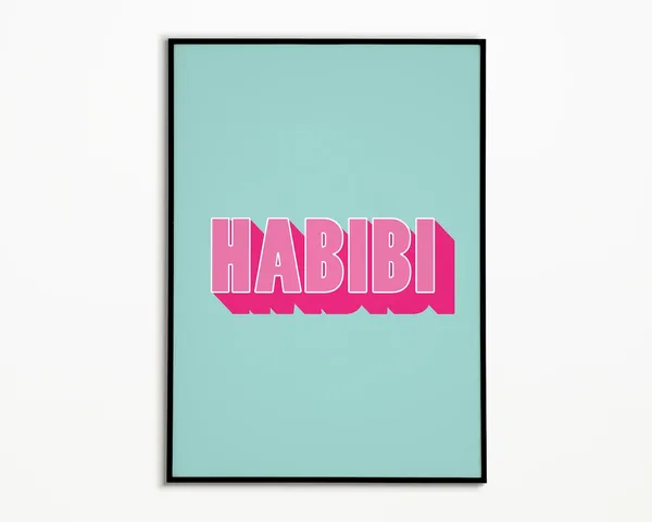 Habibi My Love in Arabic Word Art Print