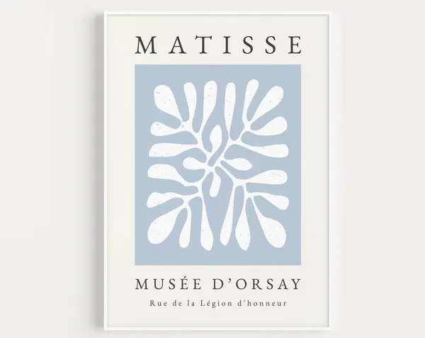 Matisse-Inspired Boho Wall Art, Blue Print