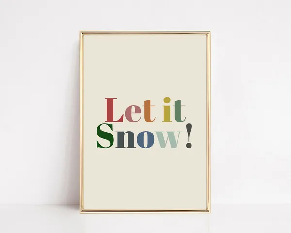 Let It Snow Retro Christmas Poster, Holiday Decor