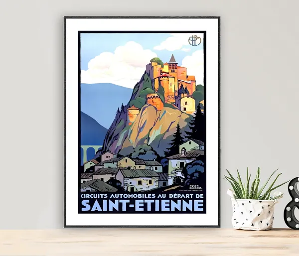 Saint Etienne France Vintage Travel Poster, Art Print