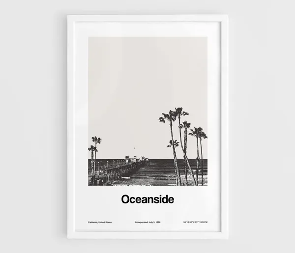 Oceanside California Minimalist Travel Poster
