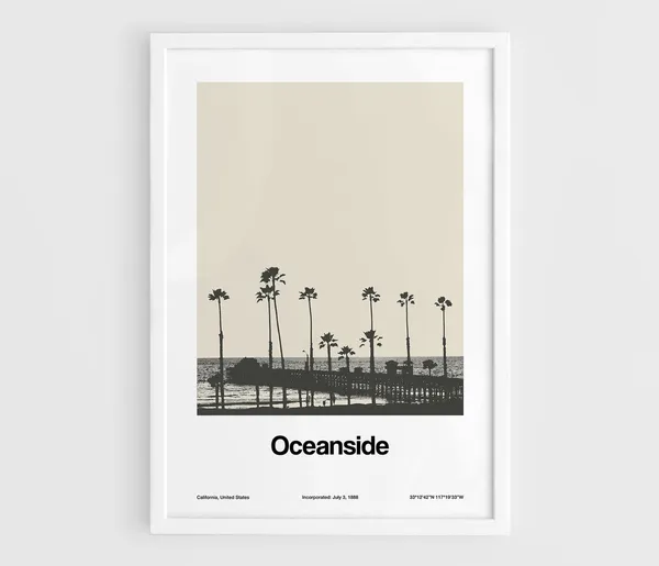 Oceanside California Minimalist City Print, Art Print