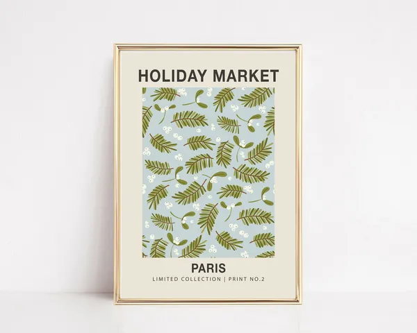 Paris Holiday Flower Market Modern Christmas Poster