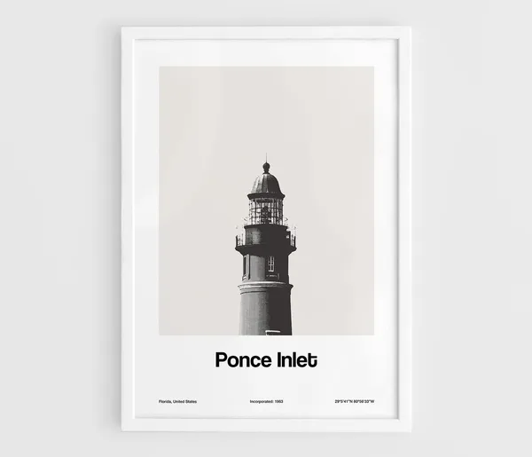 Ponce De Leon Inlet Light, Florida Minimalist Art Print