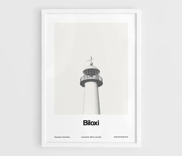 Biloxi Lighthouse Custom Minimalist Art Print, Mississippi