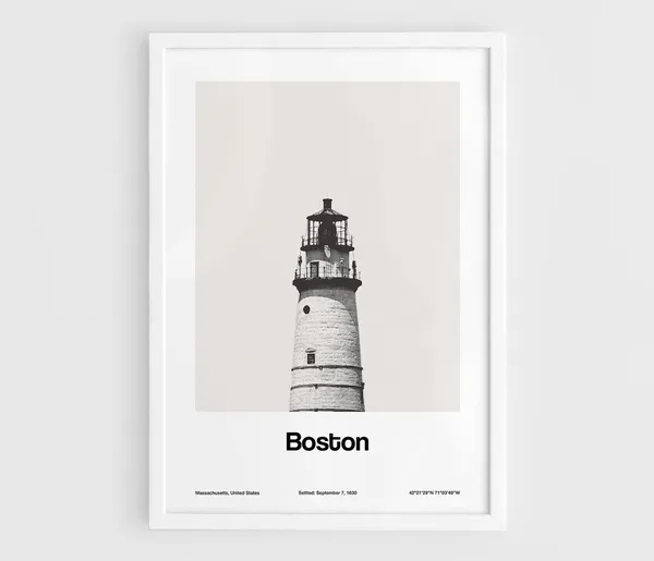 Boston Light, Little Brewster Island Custom Print