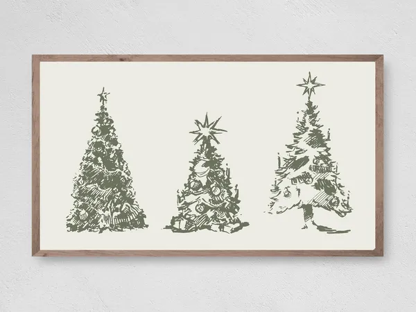 Vintage Christmas Trees Poster Print, Holiday Decor