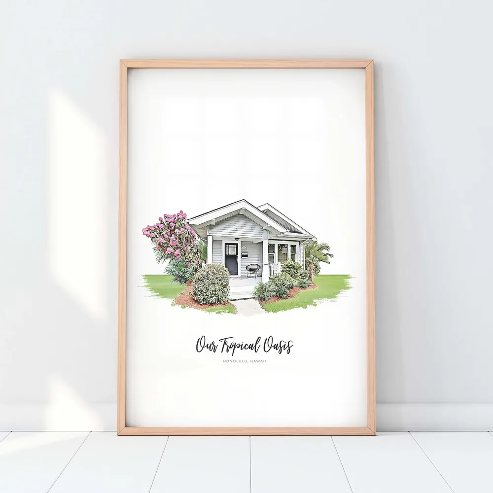 Custom House Portrait Home Illustration, Housewarming Gift