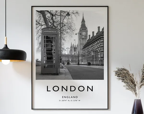 London Minimalist Travel Print, Travel Poster
