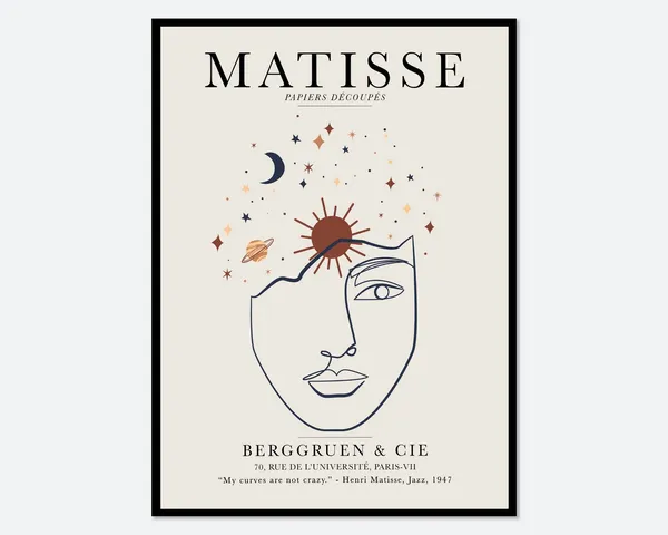 Henri Matisse Single Line Woman Face Poster