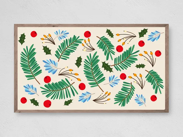 Christmas Holly Winter Frame TV Art Print