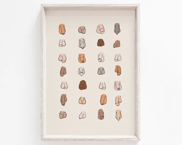 Funny Bathroom Gift, Nude Male Art Print