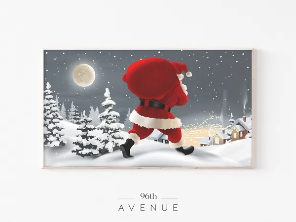 Christmas Santa Holiday Art Print for TV Decor