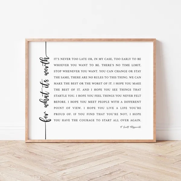 F. Scott Fitzgerald Quote Art Print, Book Quote Decor