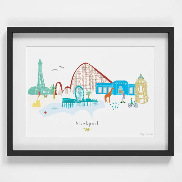 Blackpool Skyline Cityscape Landmarks Art Print