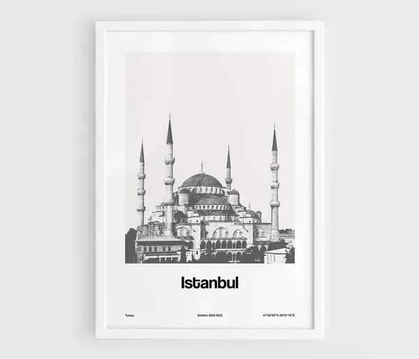 Custom Istanbul Blue Mosque, Black and White Art Print