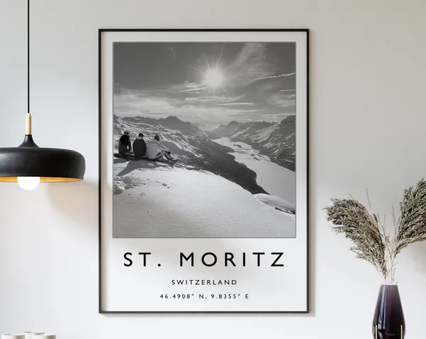 St Moritz Switzerland Ski Travel Poster Print