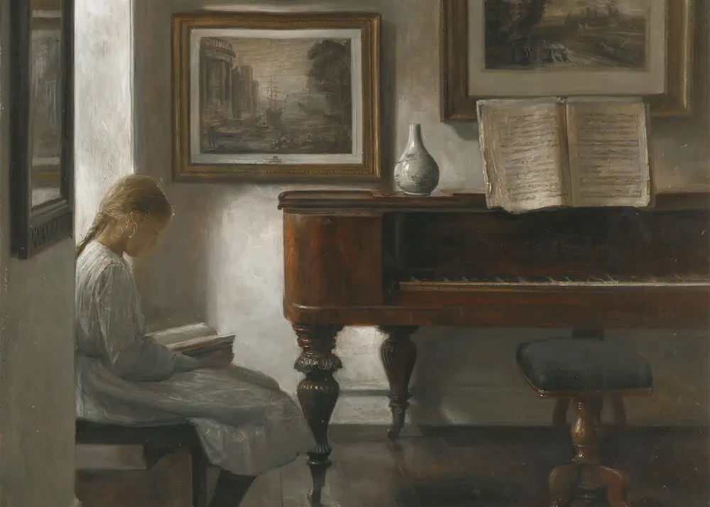 Moody Neutral Portrait, Vintage Piano Still Life Art Print - Image 4