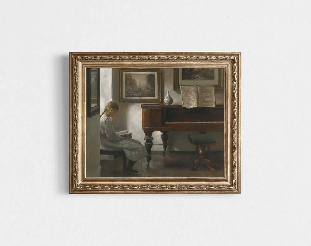 Moody Neutral Portrait, Vintage Piano Still Life Art Print - Image 3