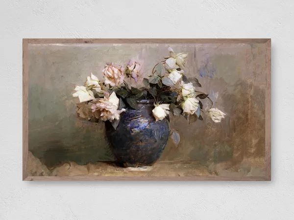 Pink Flowers In A Vase, Floral Art Print