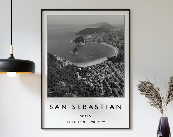 San Sebastian Travel Poster, Minimalist Spain Art Print