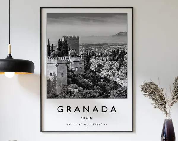 Granada Travel Poster, Minimalist Spain Decor