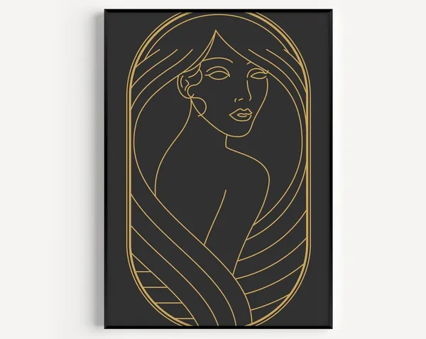 Art Deco Woman Black Gold Art Print