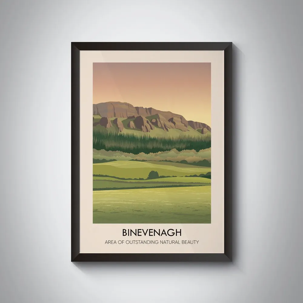 Binevenagh AONB Vintage Travel Poster