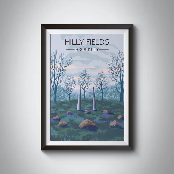 Hilly Fields Park London Vintage Travel Poster