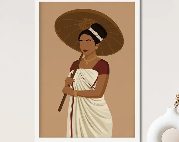 Kerala Woman Desi Art, South Indian Art Print