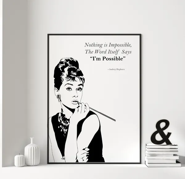 Audrey Hepburn Quote Art Print, Typography Decor