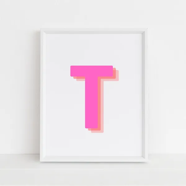 Retro 3D Letter Monogram Alphabet Wall Art Print