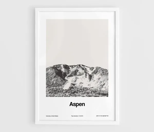 Aspen Mountain Black And White Wall Art, Minimalist