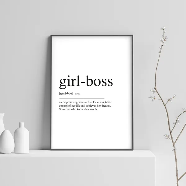 Girl Boss Definition Art Print, Women Empowerment