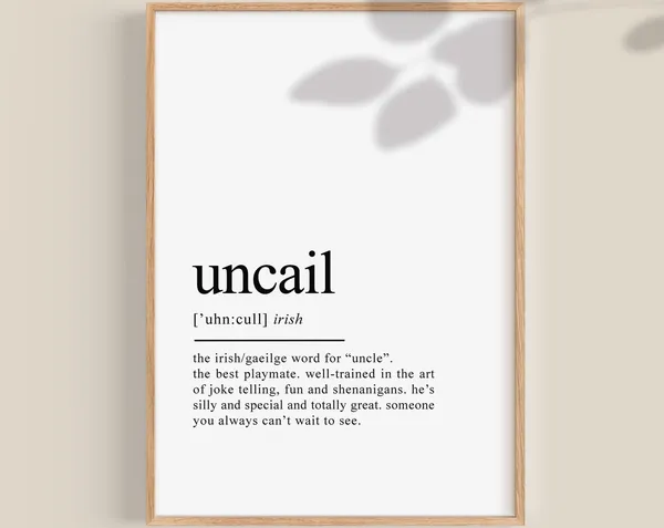 Ireland Uncle Definition Print, Gift for Uncle