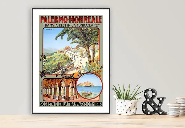 Monreale Palermo Italy Vintage Travel Poster