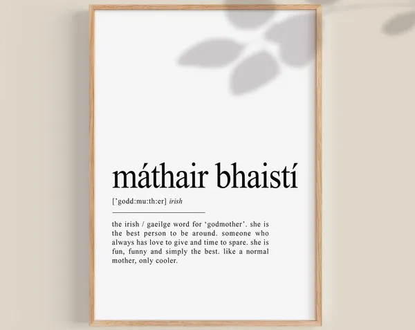 Mthair Bhaist Irish Definition Godmother Wall Art Print