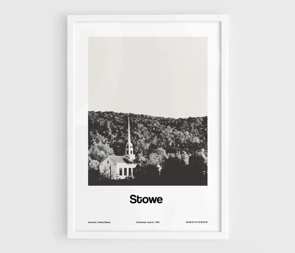 Stowe Church Vermont Minimalist Custom Art Print