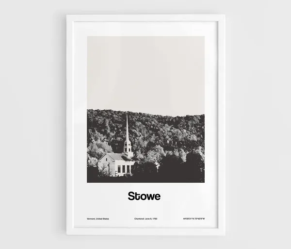 Stowe Church Vermont Minimalist Custom Art Print