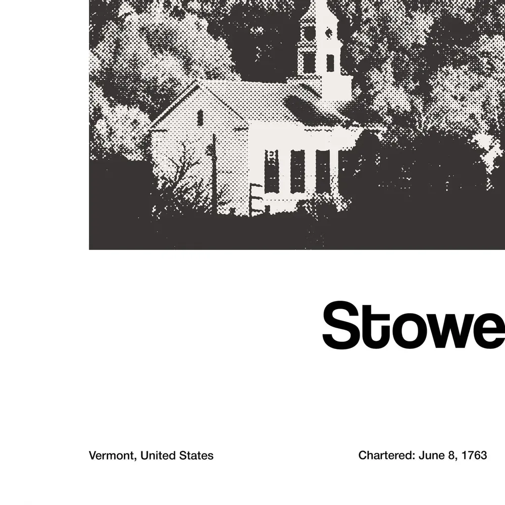 Stowe Church Vermont Minimalist Custom Art Print - Image 2