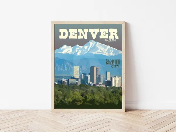 Denver Colorado Vintage Style Travel Poster