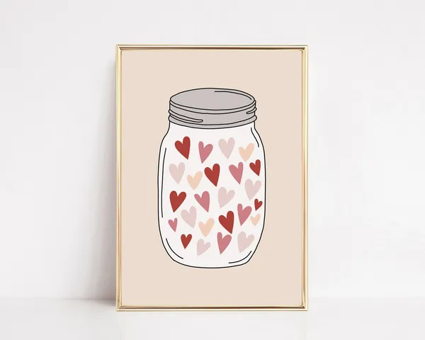 Valentine Hearts Pink Wall Art, Home Decor Print