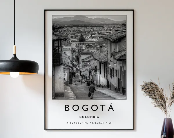 Bogota Travel Poster, Black And White Art Print
