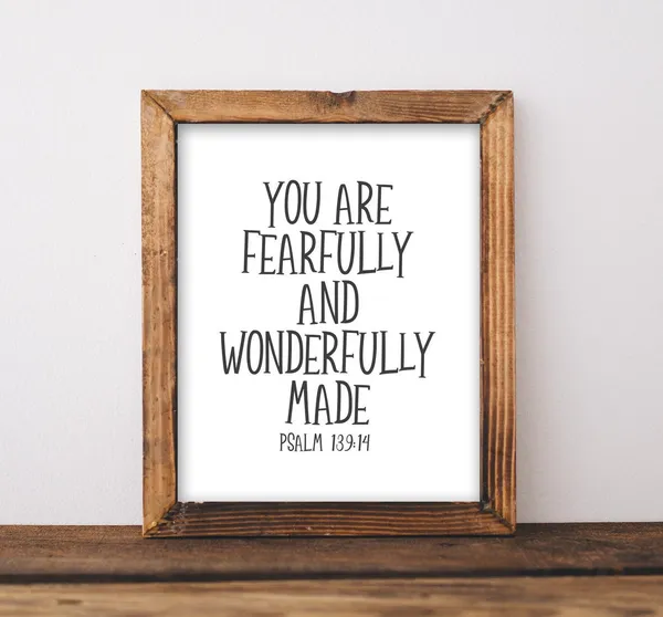 Psalm 139:14 Scripture Art Print, Nursery Decor