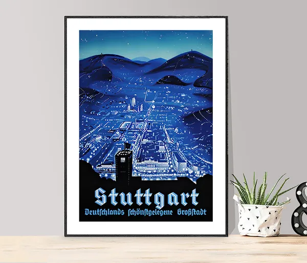 Stuttgart Germany Vintage Travel Poster, Travel Poster