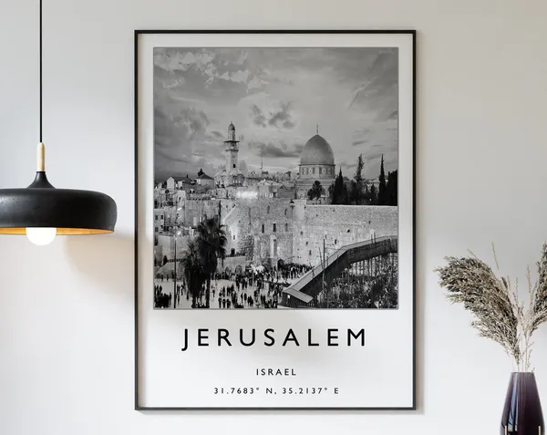 Jerusalem Israel Travel Poster, Minimalist Decor