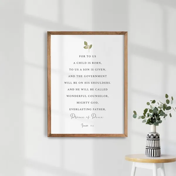 Isaiah 96 Christmas Bible Verse Art Print