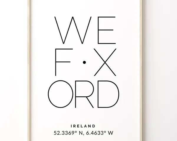 Wexford Irish Wall Decor, Ireland Travel Poster