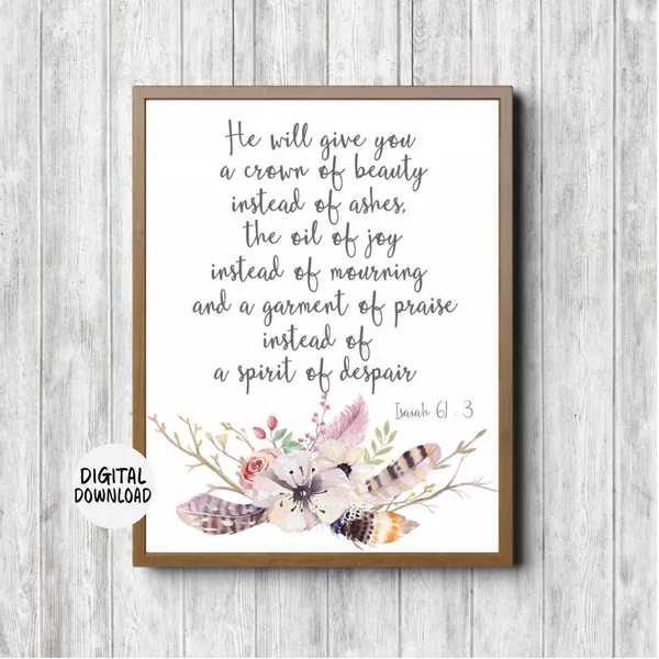 Scripture Rustic Wall Art, Isaiah 61:3 Bible Verse Art