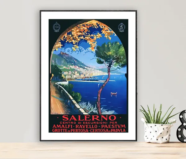 Salerno Italy Vintage Travel Poster Art Print
